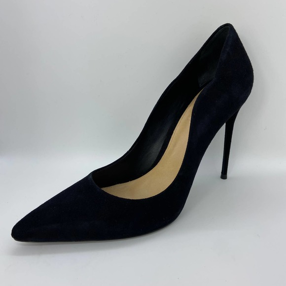 SCHUTZ Shoes - Schutz Black Suede Curved Edge Sancha Heels